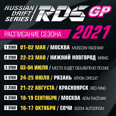 RDS GP ОПУБЛИКОВАЛ РАСПИСАНИЕ ЭТАПОВ НА СЕЗОН 2021 ГОДА